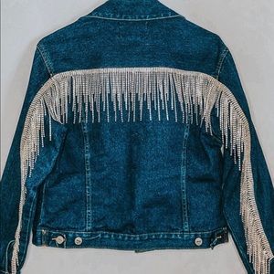 Rhinestone Fringe Denim Jacket